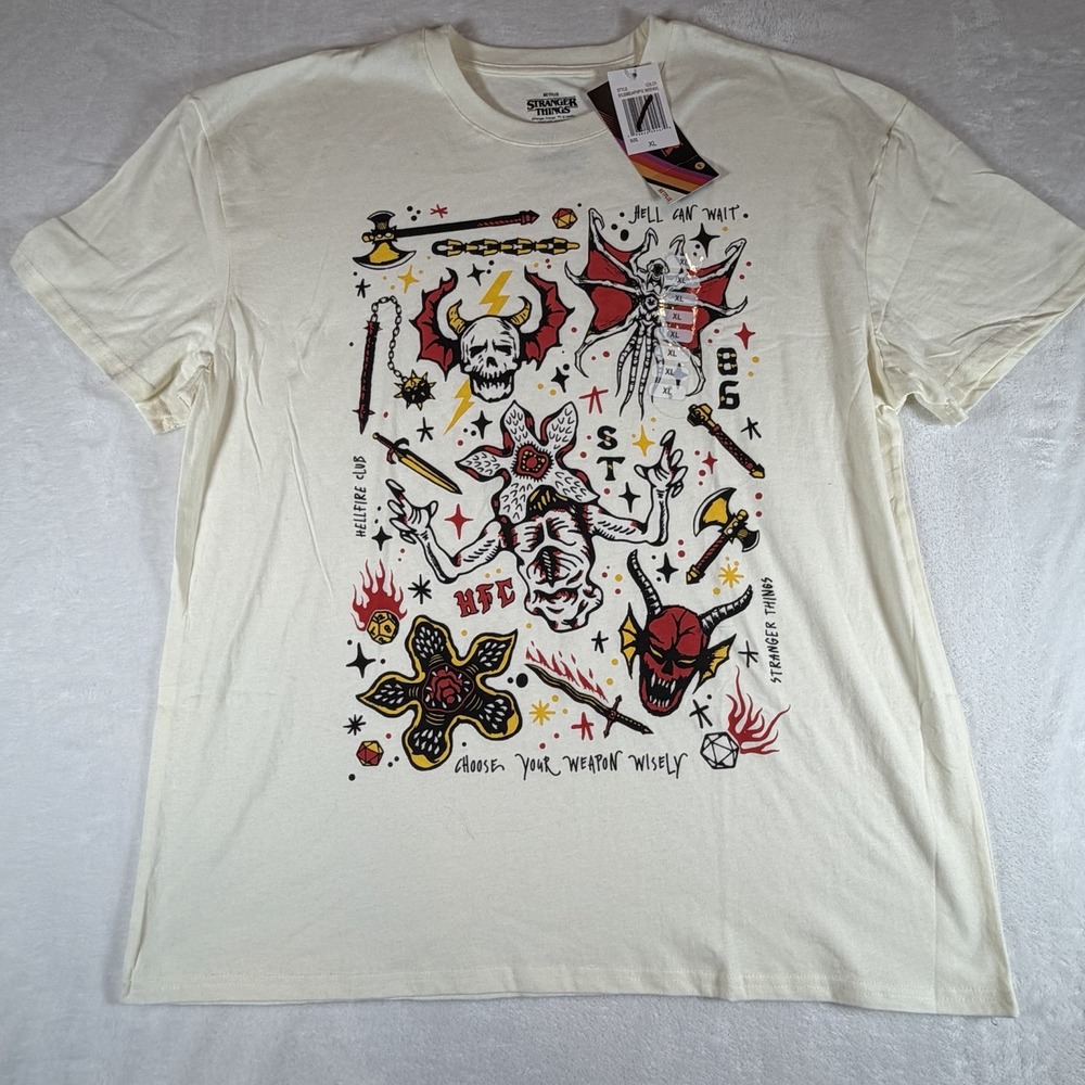 NWT Netflix Stranger Things‎ T-Shirt Unisex Sz XL White Graphic Short Sleeve